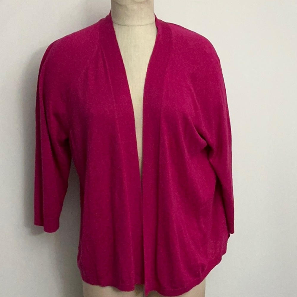 NWT J. Jill Lightweight Linen Blend Open Cardigan Cerise Pink Plus Size 2X